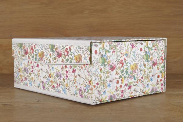 Box bright with colorful spring flowers